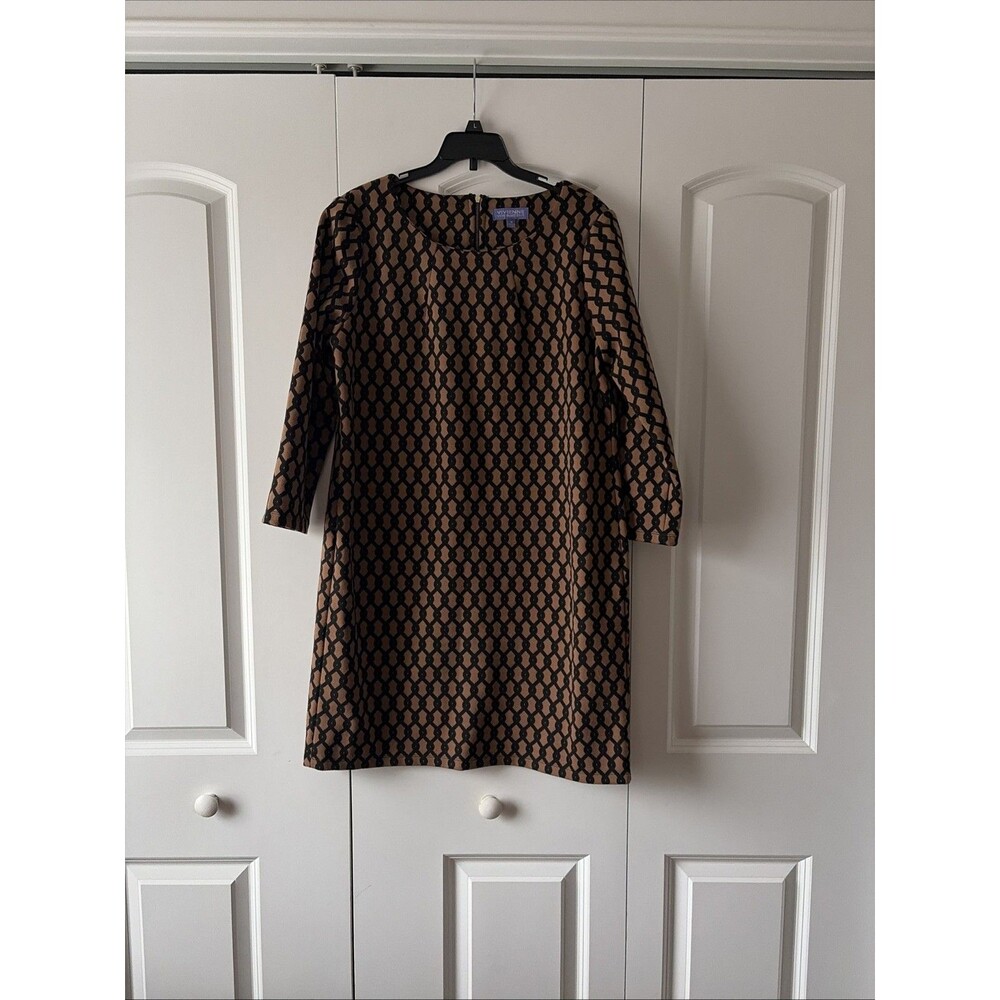 Vivienne Tam Sheath Dress 12 Geometric Chain Link Knee Stretch Knit Career Boho
